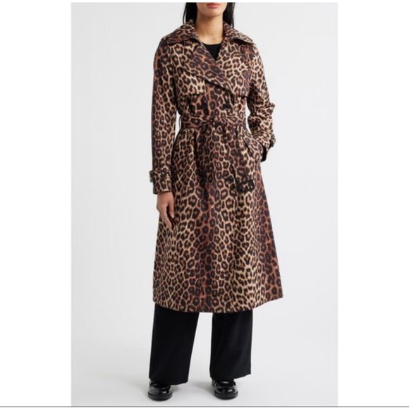 BCBGMAXAZRIA Jackets & Blazers - BCBGMAXAZRIA Leopard Trench Coat XS Brown Black New NWT $298 Water resistant